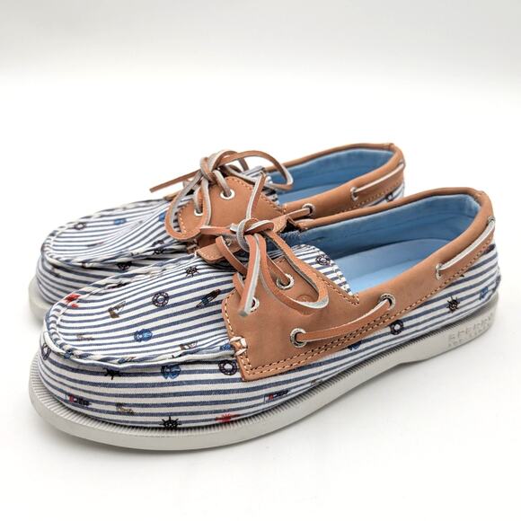 Sperry Authentic Original 2-Eye Boat Shoe Kids' Nautical Print Size US4M EU36 - Picture 1 of 11